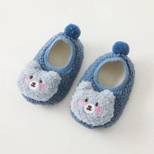 Scarpe calde antiscivolo con orso cartoon 3D per bambini