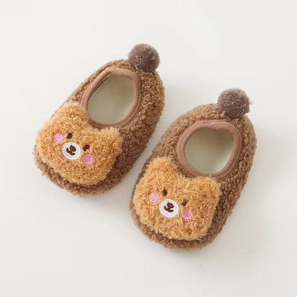 Scarpe calde antiscivolo con orso cartoon 3D per bambini