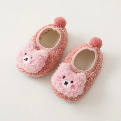 Scarpe calde antiscivolo con orso cartoon 3D per bambini