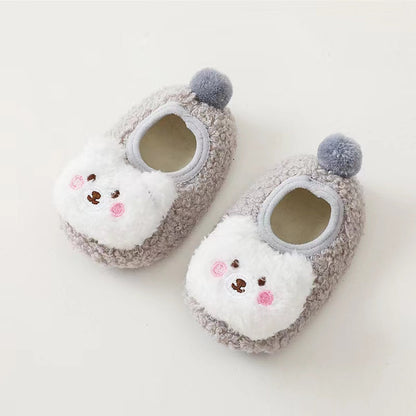 Scarpe calde antiscivolo con orso cartoon 3D per bambini