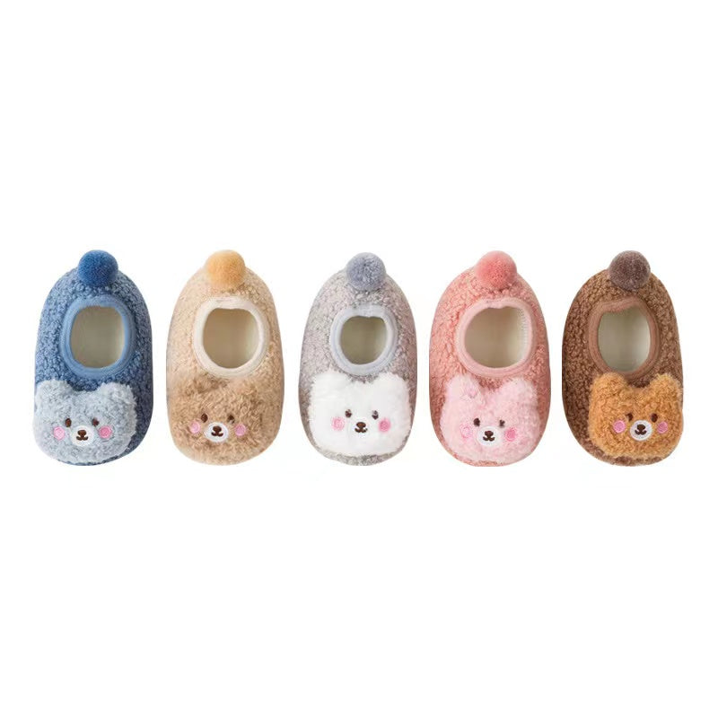 Scarpe calde antiscivolo con orso cartoon 3D per bambini