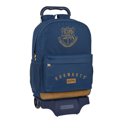 Zaino scolastico con ruote Harry Potter Magical Marrone Blu Navy