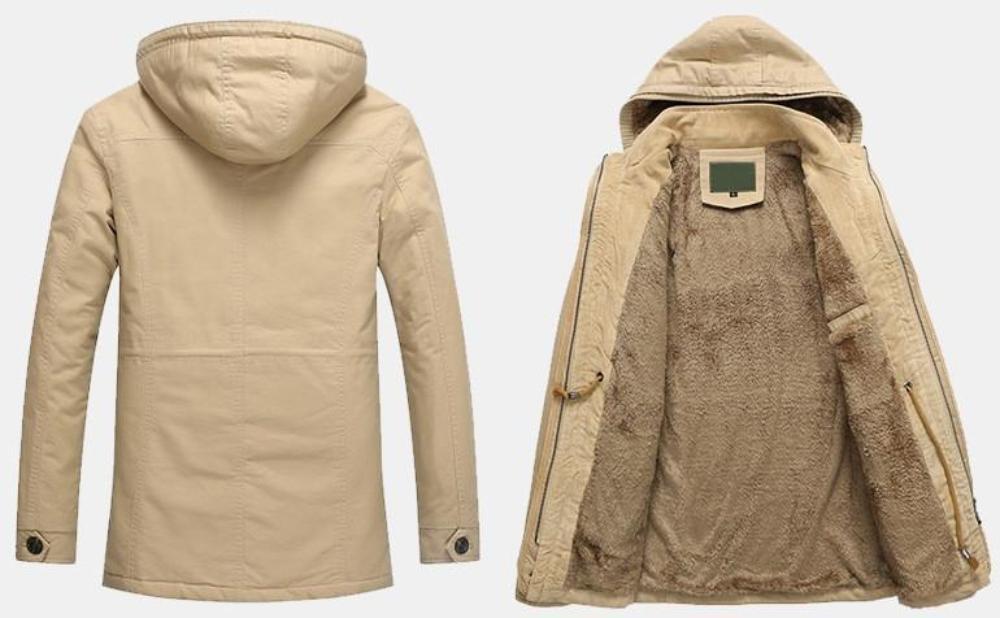 Cappotto stile militare con cappuccio da uomo